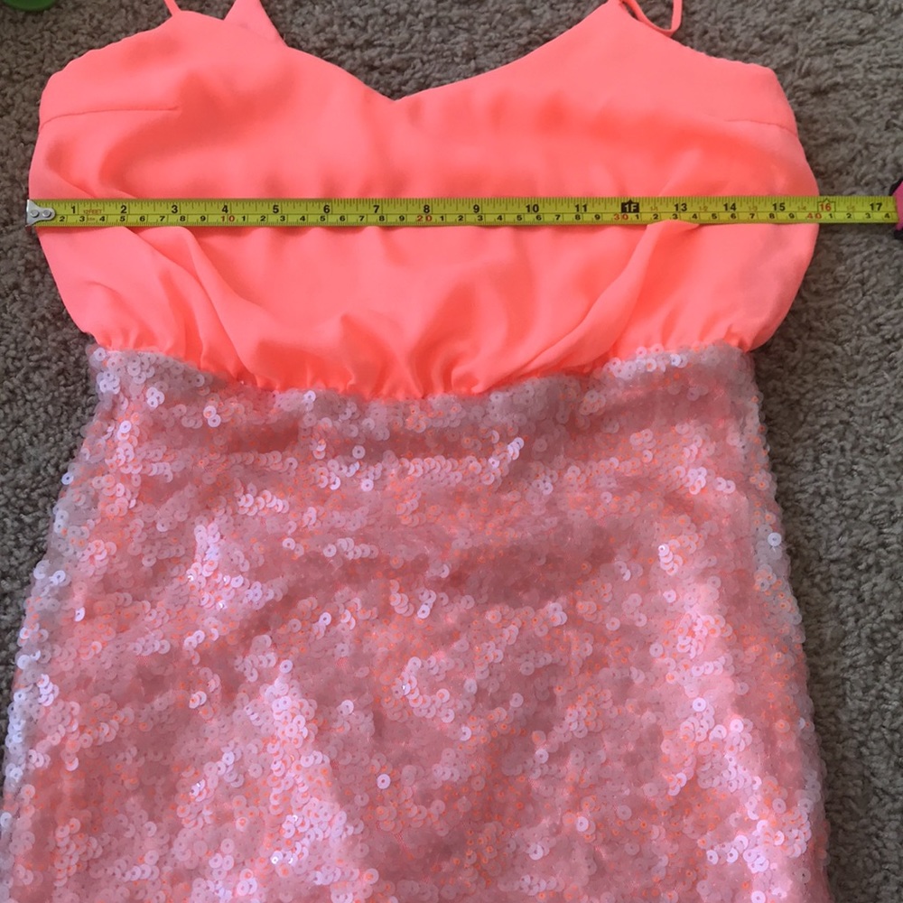 ASOS Spaghetti Strap Neon Semi-Formal Sequin Dress Women’s Size 4 - Picture 7 of 10